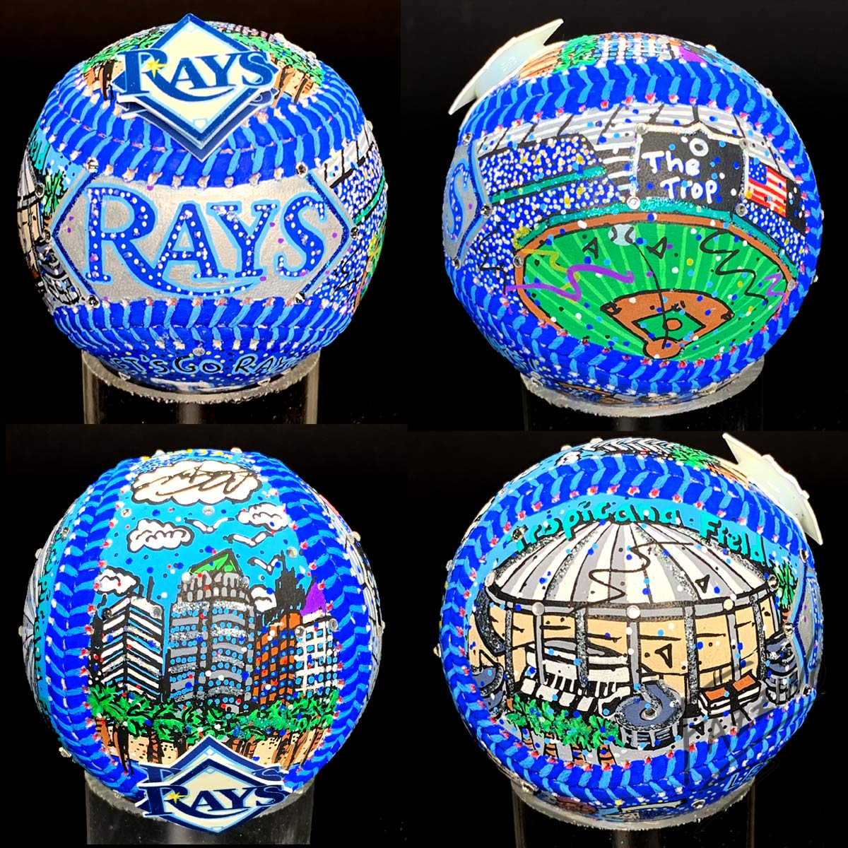 Tampa Bay Rays Hand-Painted Baseballs