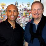 NY Yankee superstar Mariano Rivera and Charles Fazzino in the artist