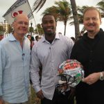 Charles Fazzino appearing on CBS This Morning with host Harry Smith and Indinapolis Colt Pierre Garcon for Super Bowl XLIV in Miami