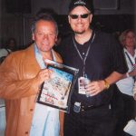 Charles Fazzino and Wolfgang Puck at the Indianapolis Motor Speedway for the Indianapolis 500