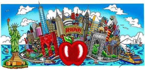 Fazzino's 3D pop art of NYC including everything from The Statue of Liberty to the Freedom Tower, the Brooklyn Bridge, Broadway, and of course, The Staten Island Ferry