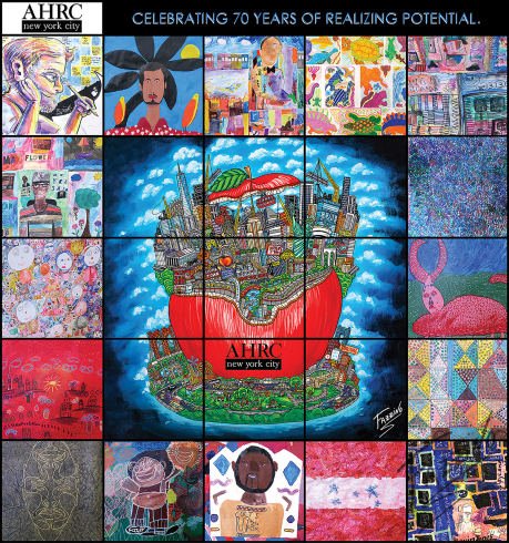 AHRC's collage of various pieces of artwork