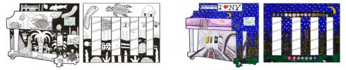 Sing for Hope Piano design proposals by Cory Tyler (left) and Jayson Valles (right)