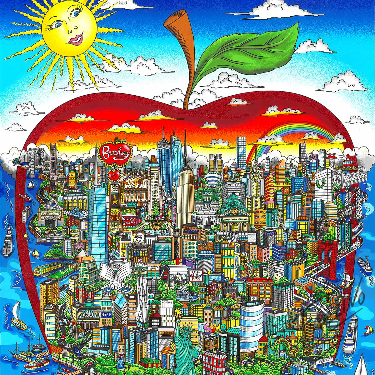 Fazzino's new release "The Sun Shines Bright Over the Big Apple" 3D limited edition silkscreen on paper