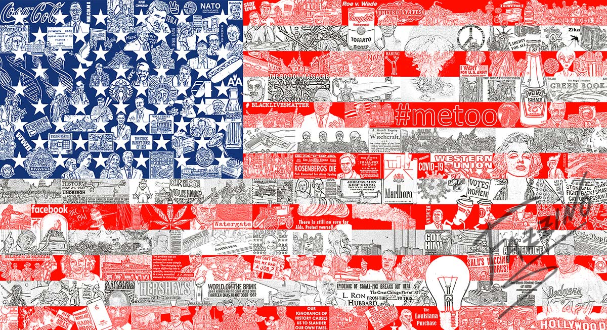 Charles Fazzino's release titled “Historically, Our American Flag" 