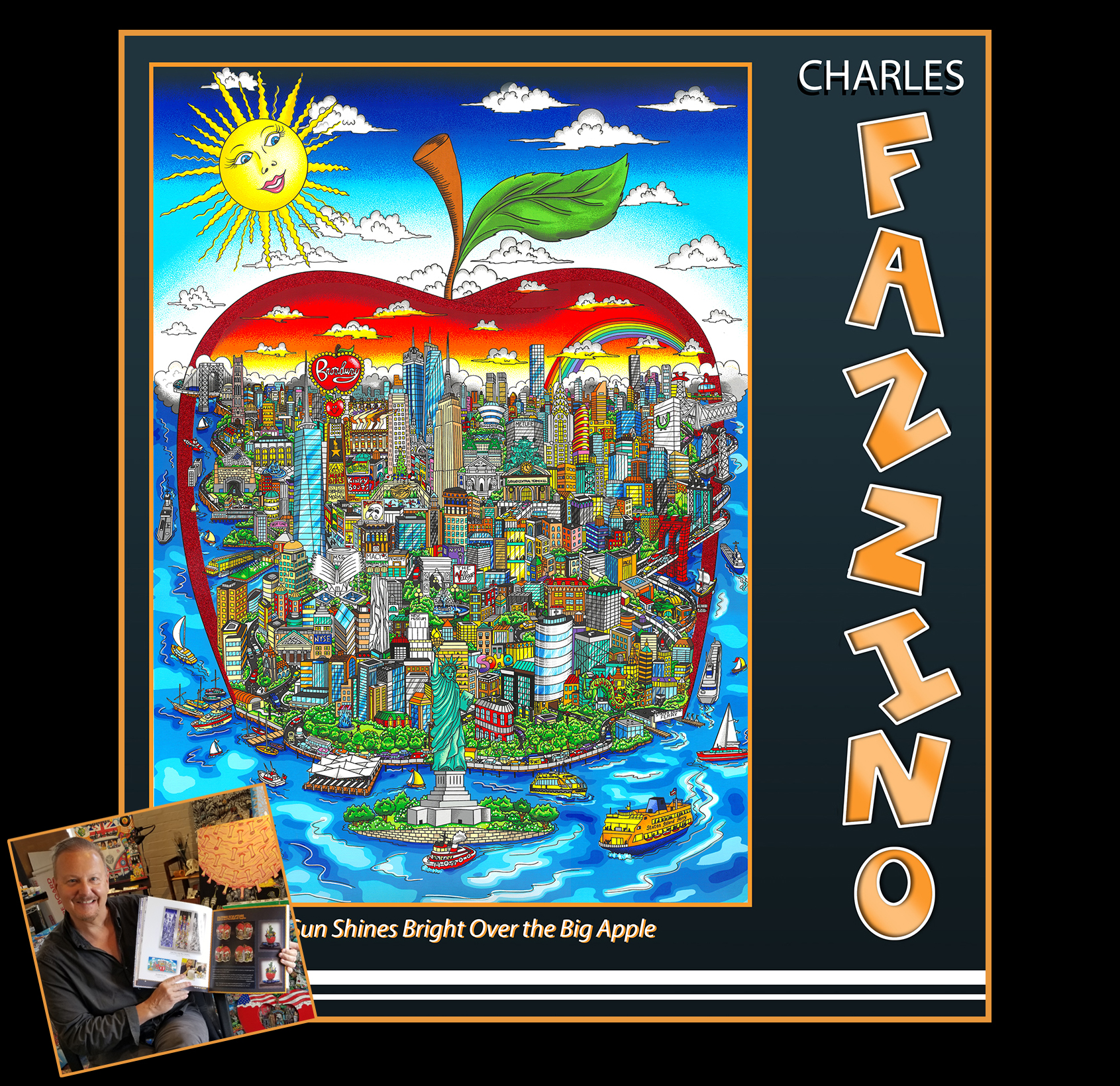 Charles Fazzino's art book titled "The Sun Shines Bright Over the Big Apple"