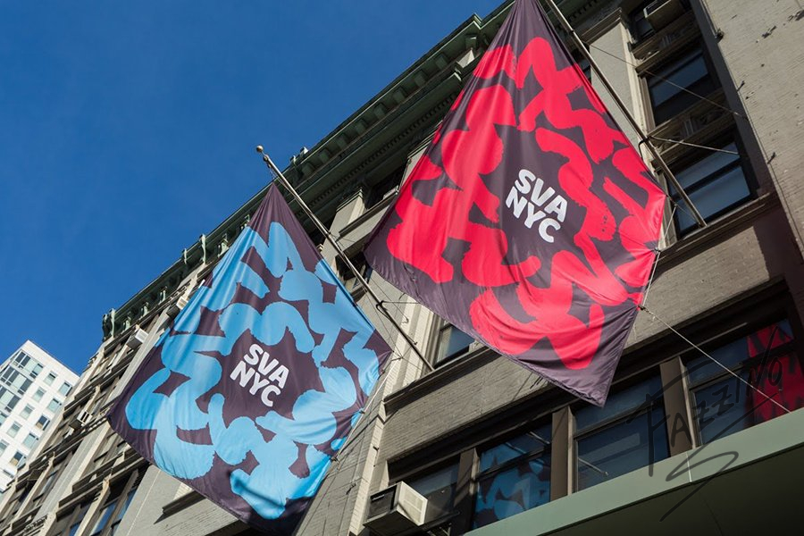 School of Visual Arts flag in New York City streets