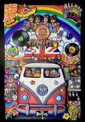 The Beatles and the VW Bus - With a nod to the 1960’s Fazzino created this psychedelic original to pay tribute to one of the most popular musical groups of all time.