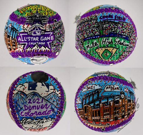 Charles Fazzino Limited Edition, Hand-Painted All-Star Game 2021 Baseballs - Denver Colorado 