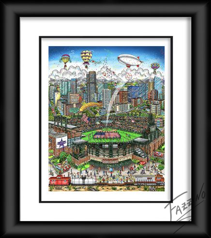 2021 All-Star Game Denver pop art original by Charles Fazzino - Baseball shot into the sky at Play Ball Park Stadium