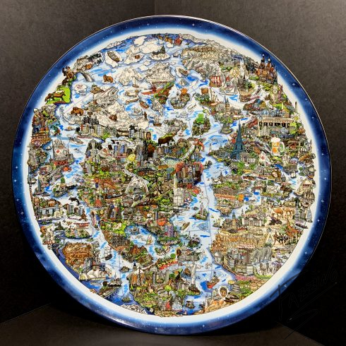 Charles Fazzino pop art embellished collectors plate 