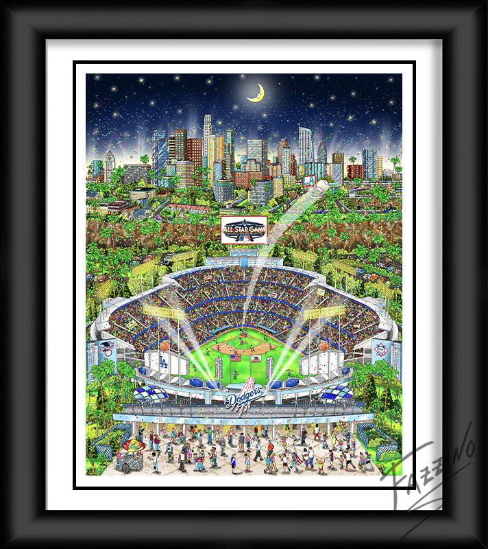 2022 All-Star Game LA pop art original by Charles Fazzino - Baseball shot into the sky at Dodger Stadium