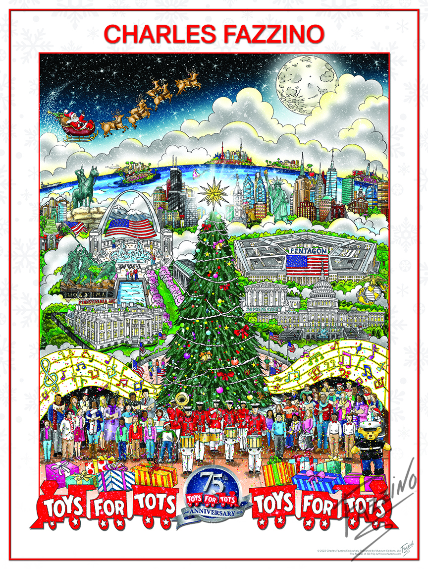 75th Annual Toys for Tots artwork done by 3d pop artist Charles Fazzino