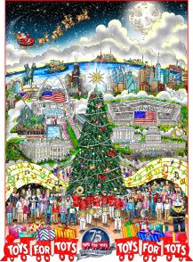 Fazzino Spreads Holiday Cheer with Toys for Tots and Barnes & Noble 